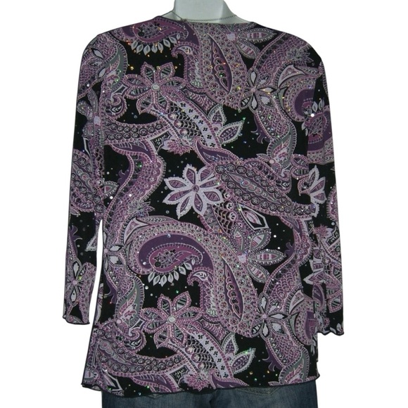 Vintage 90's Blouse Purple Glitter Whimsigoth Goth Fairycore Witchy y2k Boho alt - Picture 4 of 10